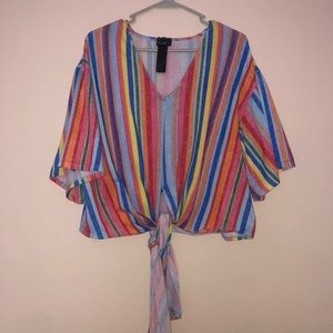 Plus size rainbow crop top